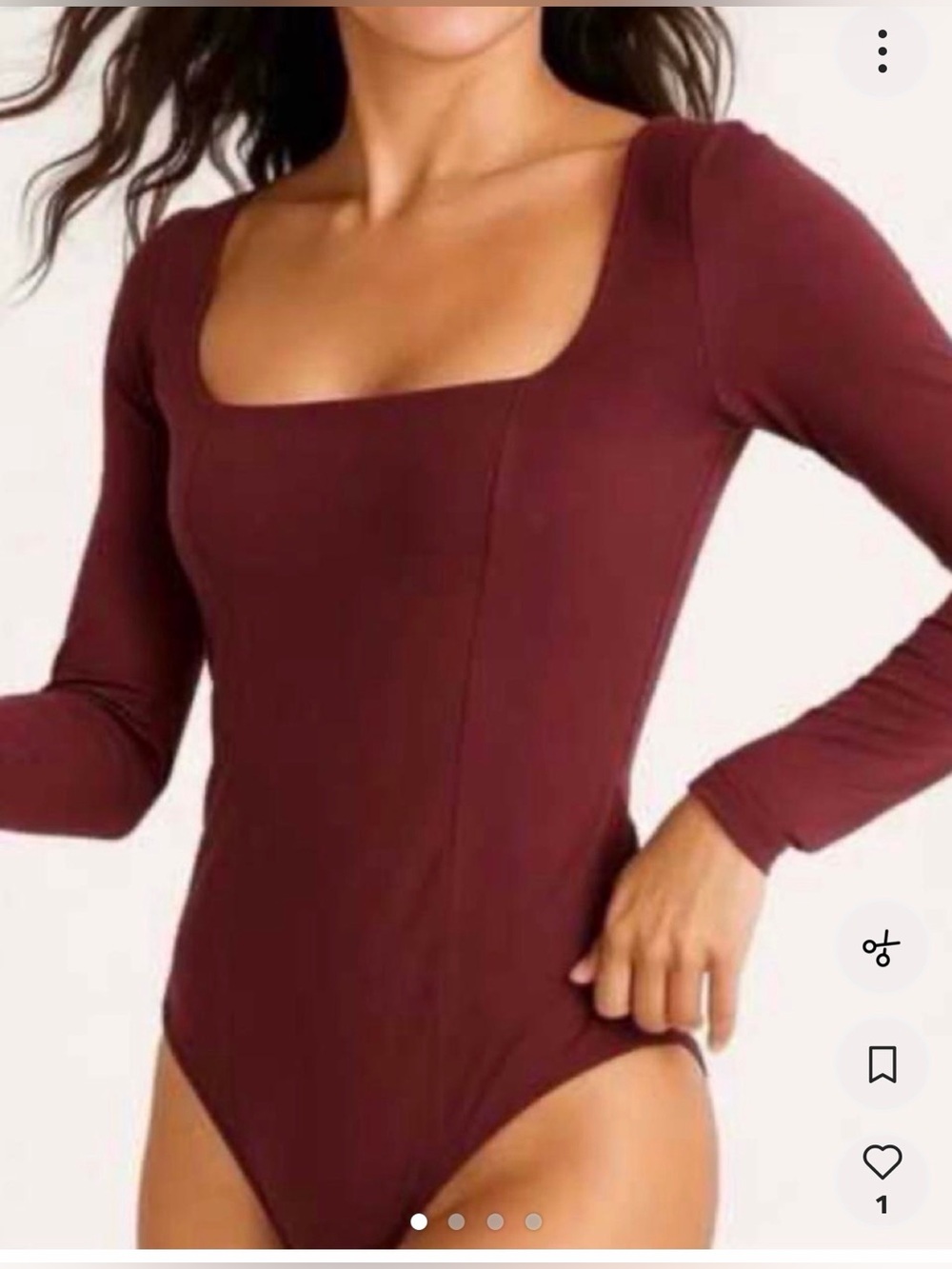 Abercrombie & Fitch Long Sleeve Square Neck Bodysuit — Deep Wine